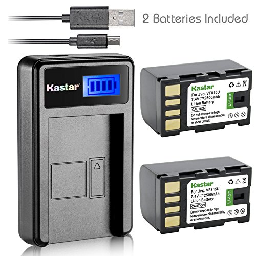 [해외]Kastar 배터리 (X2) & LCD Slim USB Charger for JVC BN-VF815 BNVF815 and Everio GC-PX10 GC-PX100 GS-TD1 GZ-HD300 GZ-HD320 GZ-HM1 GZ-HM200 GZ-HM400 GZ-MG630 GZ-MG650 GZ-MG670 GZ-MG680 GZ-MS120 GZ-MS130