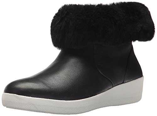 [해외]핏플랍 Womens SKATEBOOTIE Leather Boots with Shearling Ankle, Black, 8.5 M US