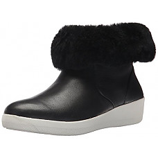 [해외]핏플랍 Womens SKATEBOOTIE Leather Boots with Shearling Ankle, Black, 8.5 M US