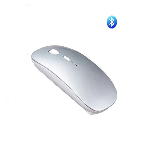 [해외]Bluetooth Mouse, Attoe Portable Ultra Thin Noiseless Bluetooth Wireless Rechargeable Optical Mouse with Adjustable DPI for PC Laptop Tablet Notebook (Silver)