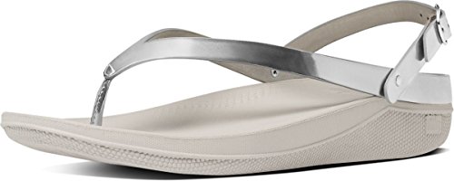 [해외]핏플랍 Womens Flip Leather Sandals, Silver Mirror Sandal, Size 9