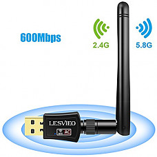 [해외]LESVIEO Wifi Adapter | USB Wireless Network adapter 600Mbps Dual band USB Wifi Antenna(2.4G/150Mbps+5G/433Mbps) for Desktop,Laptop, pc
