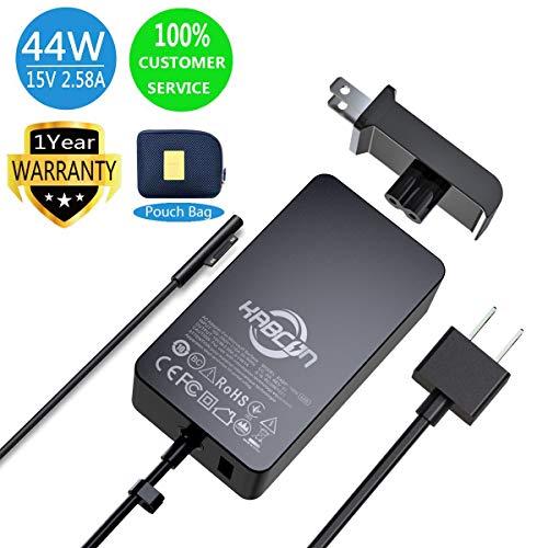 [해외]44w Charger for Microsoft Surface Pro 2017,Surface Pro 6,Surface Laptop 2,15V 2.58A Power Supply for Surface Go,Surface Laptop,Surface Pro 3 Pro 4,Surface Book with 6.2Ft Power Cord & a Storage Pouch