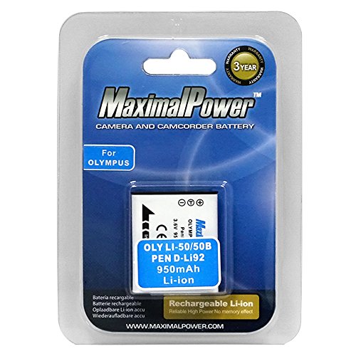 [해외]Maximal Power DB OLY LI-50B Replacement 배터리 for 올림푸스 Digital Camera/Camcorder