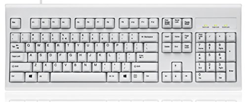 [해외]Perixx PERIBOARD-106 US W, Performance wired keyboard - 20 Million Key Press Life - Full Size 17.9"x6.6"x1.7" - White