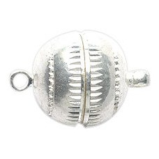 [해외]Shipwreck Beads Electroplated Metal Magnetic Barrel Clasp, 12 mm, Silver, 4-Pack