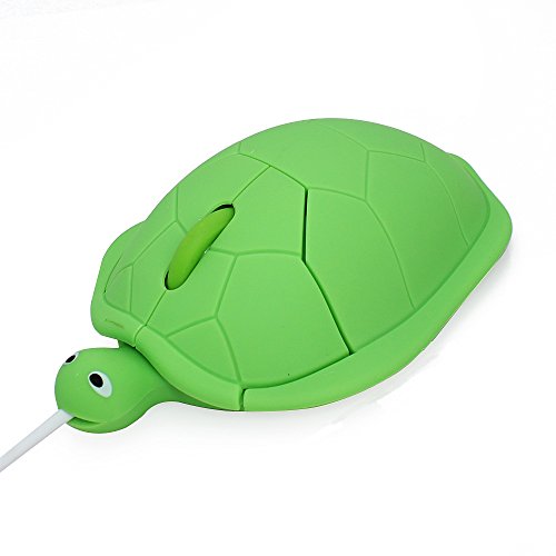 [해외]Usbkingdom Cute Animal Turtle Shape USB Wired Corded Mouse Kids Children Optical Mice for Notebook PC Laptop Computer 1200DPI 3 Buttons with 3.6 Feet Cord (Green)