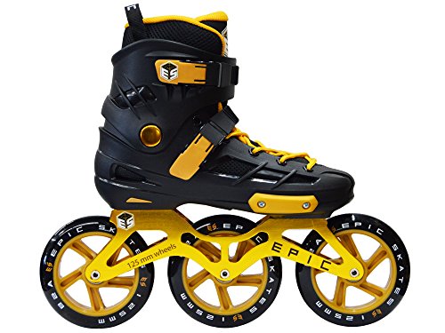 [해외]Epic Skates 125mm Engage 3-Wheel Inline Speed Skates, Black/Gold, Adult 9