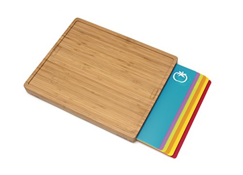 [해외]Lipper International 8869 Bamboo Wood Cutting Board with 6 Colored Poly Inlay Mats, 16" x 13-1/8" x 1-5/8"