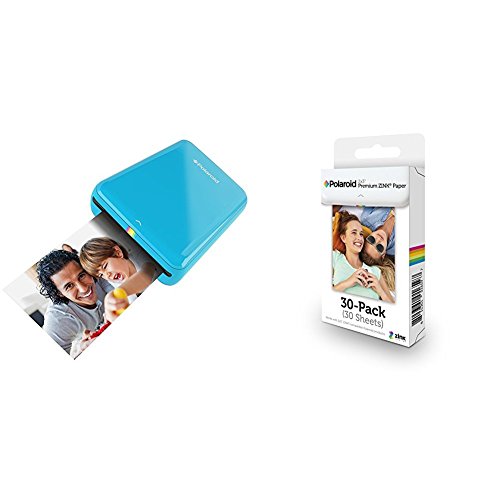 [해외]Polaroid ZIP Mobile Printer (Blue) with Polaroid ZINK Photo Paper TRIPLE PACK (30 Sheets)