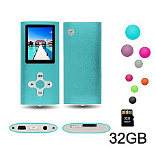[해외]RHDTShop MP3 MP4 Player with a 32 GB Micro SD card, blue