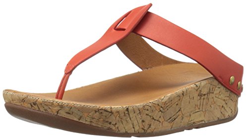 [해외]핏플랍 Womens Ibiza Cork Leather Toe-Thong Sandals Flip Flop, Flame, 9 M US