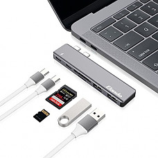 [해외]USB C Hub, Elando Thunderbolt 3 Dock for MacBook Pro 13" and 15" 2016/2017 (Hub Without HDMI Grey)