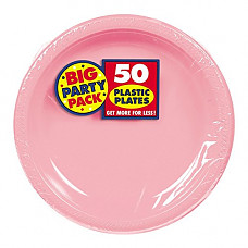 [해외]Big Party Pack 50 Count Plastic Dessert Plates, 50 Pieces, Made from Plastic, Celebration, 7 Inches by Amscan