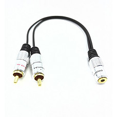 [해외]SinLoon Stereo Splitter Y Audio Cable,Premium Aluminium Alloy 3.5 mm (1.8"") Female to Dual 2-RCA Male Gold Plated Adapter Audio Cable(3.5F-2RCA M)