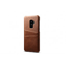 [해외]갤럭시 S9 Plus Leather Case,TACOO Super Slim Fit Soft Pu Protective Two Credit Card Slots Ultra Thin Phone Back Cover for 삼성 갤럭시 S9P S9+ 2018-Brown