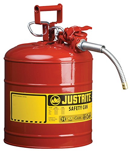 [해외]Justrite 7250120 AccuFlow 5 Gallon, 11.75" OD x 17.50" H Galvanized Steel Type II Red Safety Can With 5/8" Flexible Spout