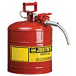 [해외]Justrite 7250120 AccuFlow 5 Gallon, 11.75&quot; OD x 17.50&quot; H Galvanized Steel Type II Red Safety Can With 5/8&quot; Flexible Spout