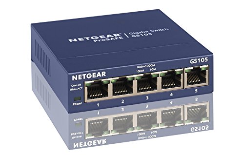 [해외]NETGEAR 5-Port Gigabit Ethernet Unmanaged Switch, Sturdy Metal, Desktop, Plug-and-Play, ProSAFE Lifetime Protection (GS105NA)