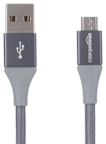 [해외]AmazonBasics Double Braided Nylon USB 2.0 A to Micro B Cable | 1 Feet, Dark Grey