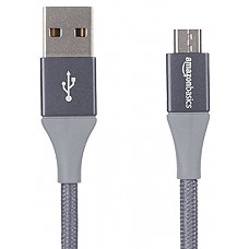 [해외]AmazonBasics Double Braided Nylon USB 2.0 A to Micro B Cable | 1 Feet, Dark Grey