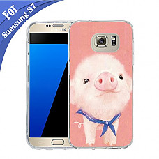 [해외]For 삼성 갤럭시 S7 Case TPU 미끄럼방지 High Definition Printing Cartoon pink pig