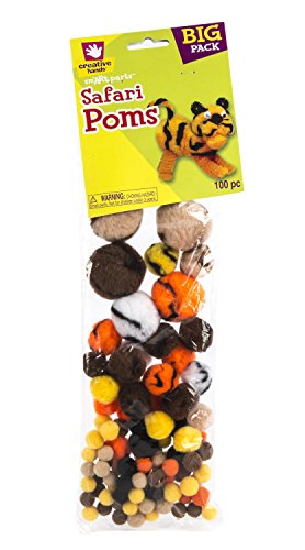 [해외]Creative Hands Poms Assorted Sizes, Safari, 100 Pieces