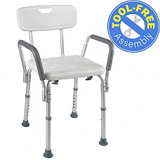 [해외]Medical Tool-Free Assembly Spa Bathtub Shower Lift Chair, Portable Bath Seat, Adjustable Shower Bench, White Bathtub Lift Chair with Arms