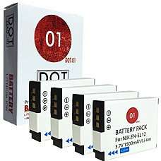 [해외]DOT-01 4X Brand 1500 mAh Replacement 니콘 EN-EL12 Batteries 니콘 Coolpix S9900, AW130, AW120, AW110, AW100s, AW100, S6150, S800c, S9500, S31, S9700, P330, P340 Digital 카메라 니콘 ENEL12