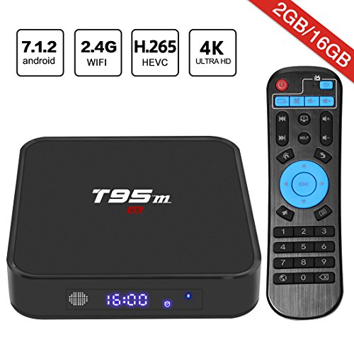 [해외]Android 7.1 TV Box, HAOSIHD T95M Smart Internet TV Box with 2GB RAM 16GB ROM, Amlogic S905X Quad Core 64 Bit WiFi Support 4K Full HD