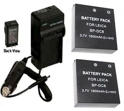 [해외]TWO 2 BP-DC8 BP-DC8E Batteries + Charger for Leica X1 Digital 카메라 BPDC8 BPDC8E