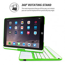 [해외]아이패드 Air 2 Keyboard, Snugg [Green] Wireless Bluetooth Keyboard Case Cover 360° degree Rotatable Keyboard for 애플 아이패드 Air 2