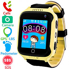 [해외]Kid Smartwatch GPS Tracker - Wrist Phone Game Watch SOS Anti-lost Alarm Remote 모니터 with SIM Card Touch Screen Birthday Gifts for Children Boys Girls for iPhone Android (02 Q529 GPS Yellow)