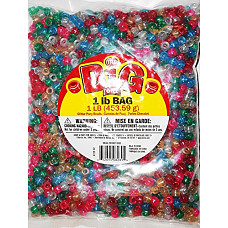 [해외]Darice Glitter Pony Bead, 9mm 1-Pound Bag, Assorted Colors (0726-32)