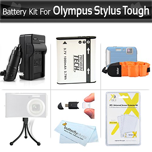 [해외]배터리 And Charger Kit For 올림푸스 Stylus Tough TG-610 TG-810 TG-820 iHS TG-830 iHS, TG-630 iHS, TG-850 iHS, TG-860, TG-870 Digital 카메라 Includes Replacement LI-50B 배터리 + AC/DC Charger + More