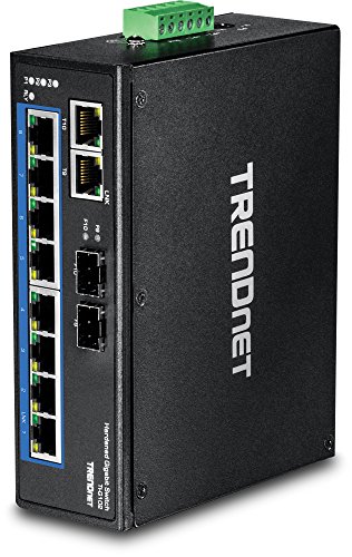 [해외]TRENDnet 10-Port Hardened Industrial Gigabit DIN-Rail Switch, DIN-rail and wall mounts included, Dual redundant, RJ-45/SFP, Lifetime Protection, TI-G102