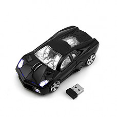 [해외]2.4GHz Wireless Optical Gaming Mouse Sport Car Shape Cordless Mice 3 Buttons DPI 1600 Mouse for PC Laptop Computer (Black)