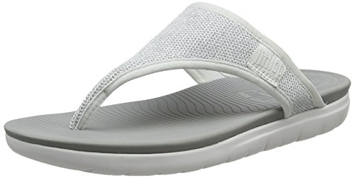 [해외]핏플랍 Womens Uberknit Toe Thong Sandals Urban White/Silver 7 M US