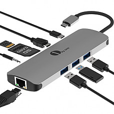 [해외]1byone USB C Hub 9 in 1 Aluminum Multiport Adapter With USB-C Charging, Port of Mic/Audio,3 USB 3.0 ports, HDMI, SD, MICro SD for Macbook Pro, Surface Pro,Notebook PC, USB Flash Drives and More