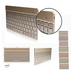 [해외]DINGRICH Bluetooth Keyboard with Backlit,Easy Carrying Ultra Slim 7 Color Backlight Keyboard Compatible with IOS,Windows and Android System (DJP-Gold)