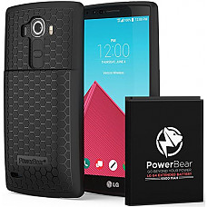 [해외]PowerBear LG G4 Extended 배터리 [6500mAh] UPGRADED (Up to 2.2X Extra 배터리 Power) - Black [24 Month Warranty & Screen Protector Included]