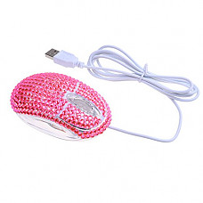 [해외]Eco-Fused USB Optical Computer Mouse with Crystal Bling Rhinestone design with Retail Packaging (Pink Rhinestones)