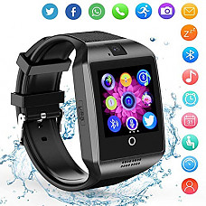 [해외]Smart Watch Android Phones - Bluetooth Watch Cell Phone Audio Image 카메라 - SIM Card Slot Smartwatch Touchscreen Men Women … (Black)