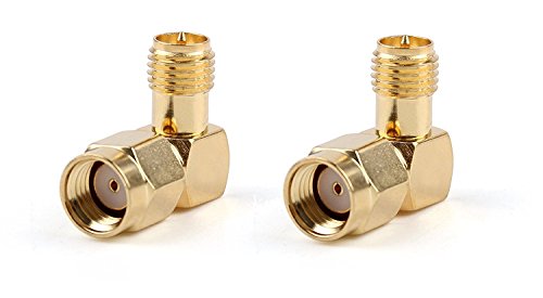 [해외]BlueBeach Pack of 2 90 Degree Adapter Connector Converter SMA Male (No Pin) to SMA Female (Pin) for Antenna Plug Coaxial Coax