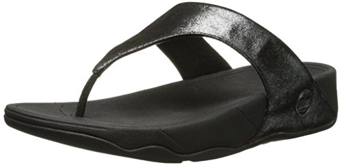 [해외]핏플랍 Womens Lulu Shimmersuede Flip Flop, Black, 8 M US