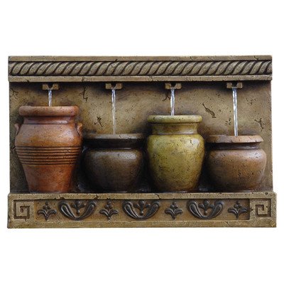 [해외]Polyresin & Fiberglass Tiered Colorful Pots Wall Fountain