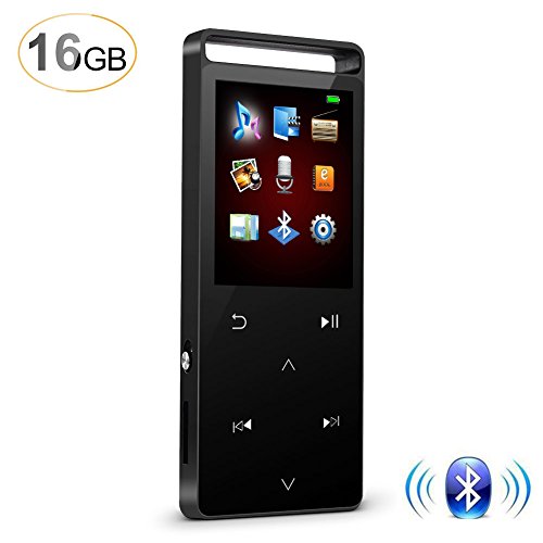 [해외]HONGYU 16GB Bluetooth mp3 player ,1.8 Inch Color Screen Metal Touch button Digital Music Player Lossless Sound with FM Radio and Voice Recorder Portable Audio Player for Kids ,Black