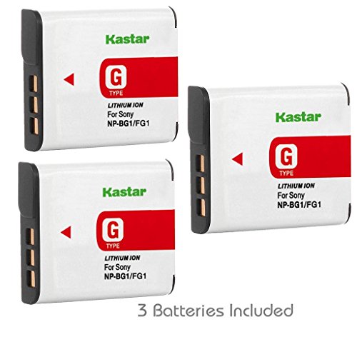 [해외]Kastar 배터리 (3-Pack) for 소니 NP-BG1, NP-FG1 and Cyber-shot DSC-W220, DSC-W120, DSC-W150, DSC-H3, DSC-H7, DSC-H9, DSC-H10, DSC-H20, DSC-H50, DSC-H70, DSC-H55, DSC-HX5V, HX7V, HX9V, HX10V, HX30V