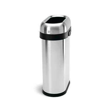 [해외]simplehuman Slim Open Top Trash Can, Commercial Grade, Heavy Gauge Stainless Steel, 50 L / 13 Gal