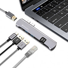 [해외]Verbatim Aluminum Dual USB C Hub Adapter with Ethernet - 4K HDMI Video Output, 1Gbps RJ45 LAN Input, USB-C PD, 2 x USB 3.0 Ports for 2016/2017/2018 MacBook Pro. 1-Year Warranty (Space Gray)